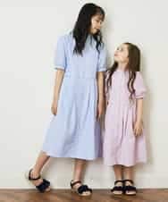 KJEGP06039 a.v.v KIDS(アー・ヴェ・ヴェ) [100-130]【イージーケア】ウエストタックストライプワンピース ピンク