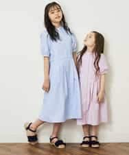 KJEGP06039 a.v.v KIDS(アー・ヴェ・ヴェ) [100-130]【イージーケア】ウエストタックストライプワンピース ピンク