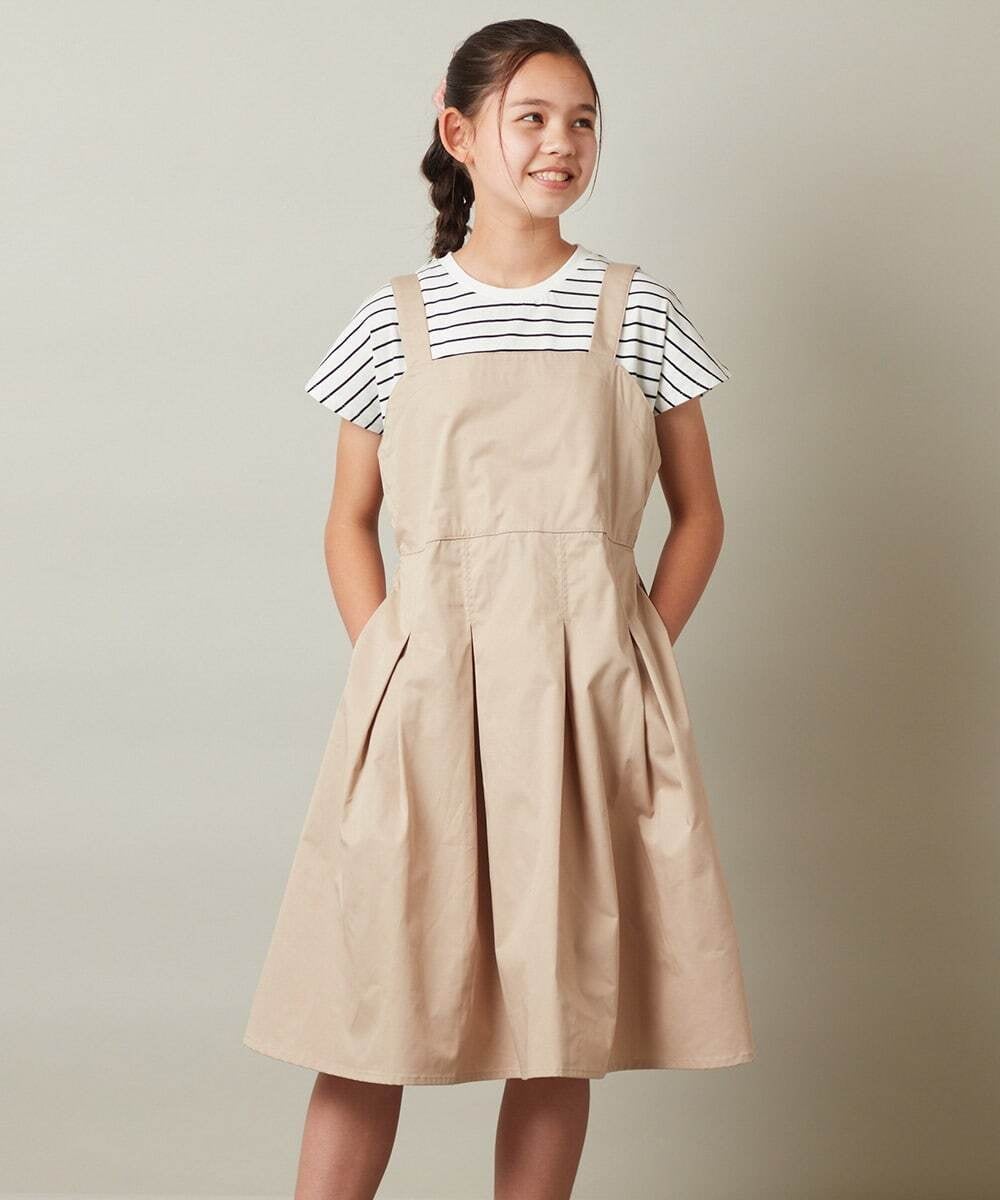 KJEGS02039 a.v.v KIDS(アー・ヴェ・ヴェ) [110-130]Ｔシャツドッキングワンピース ベージュ