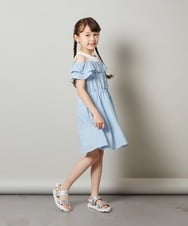 KJEGS20039 a.v.v KIDS(アー・ヴェ・ヴェ) [100-130]レイヤード風オフショルワンピース ライトブルー