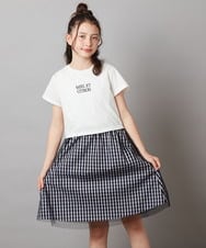 KJEGV01039 a.v.v KIDS(アー・ヴェ・ヴェ) [100-130]チュールスカートドッキングワンピース ブルー