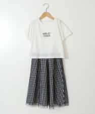 KJEGV01039 a.v.v KIDS(アー・ヴェ・ヴェ) [100-130]チュールスカートドッキングワンピース アイボリー
