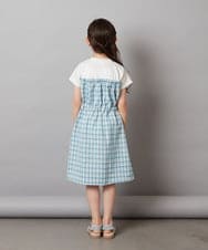 KJEGV22039 a.v.v KIDS(アー・ヴェ・ヴェ) [100-130]レースアップドッキングワンピース ブルー