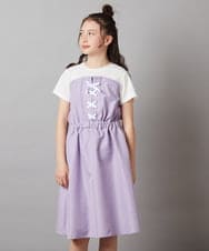 KJEGV22039 a.v.v KIDS(アー・ヴェ・ヴェ) [100-130]レースアップドッキングワンピース ブルー