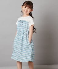 KJEGV22039 a.v.v KIDS(アー・ヴェ・ヴェ) [100-130]レースアップドッキングワンピース ブルー