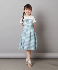 KJEGV22039 a.v.v KIDS(アー・ヴェ・ヴェ) [100-130]レースアップドッキングワンピース ブルー