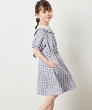 KJEGV42039 a.v.v KIDS(アー・ヴェ・ヴェ) [100-130]アシメオフショルレイヤード風ワンピース チェック