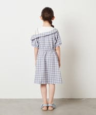 KJEGV42039 a.v.v KIDS(アー・ヴェ・ヴェ) [100-130]アシメオフショルレイヤード風ワンピース チェック