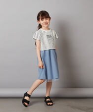 KJEGW01044 a.v.v KIDS(アー・ヴェ・ヴェ) [140-150]チュールスカートドッキングワンピース ブルー