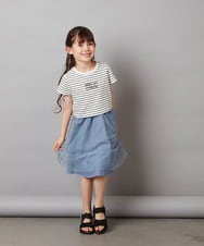 KJEGW01044 a.v.v KIDS(アー・ヴェ・ヴェ) [140-150]チュールスカートドッキングワンピース ブルー
