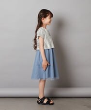 KJEGW01044 a.v.v KIDS(アー・ヴェ・ヴェ) [140-150]チュールスカートドッキングワンピース ブルー