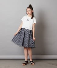 KJEGW01044 a.v.v KIDS(アー・ヴェ・ヴェ) [140-150]チュールスカートドッキングワンピース ブルー