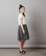 KJEGW01044 a.v.v KIDS(アー・ヴェ・ヴェ) [140-150]チュールスカートドッキングワンピース ブルー