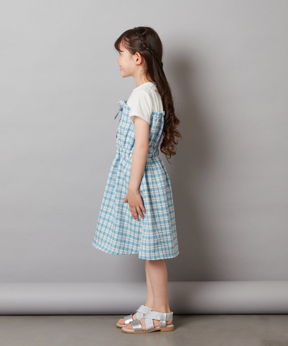 KJEGW22044 a.v.v KIDS(アー・ヴェ・ヴェ) [140-150]レースアップドッキングワンピース ラベンダー