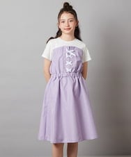 KJEGW22044 a.v.v KIDS(アー・ヴェ・ヴェ) [140-150]レースアップドッキングワンピース ラベンダー
