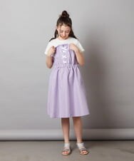 KJEGW22044 a.v.v KIDS(アー・ヴェ・ヴェ) [140-150]レースアップドッキングワンピース ラベンダー