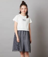 KJEGX01049 a.v.v KIDS(アー・ヴェ・ヴェ) [160]チュールスカートドッキングワンピース アイボリー