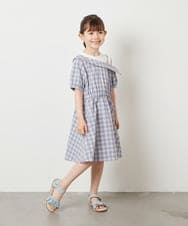 KJEGX42049 a.v.v KIDS(アー・ヴェ・ヴェ) [160]アシメオフショルレイヤード風ワンピース ライトブルー