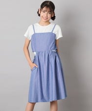 KJEHA20054 a.v.v KIDS(アー・ヴェ・ヴェ) [100-160]ドッキングスリットワンピース ブルー