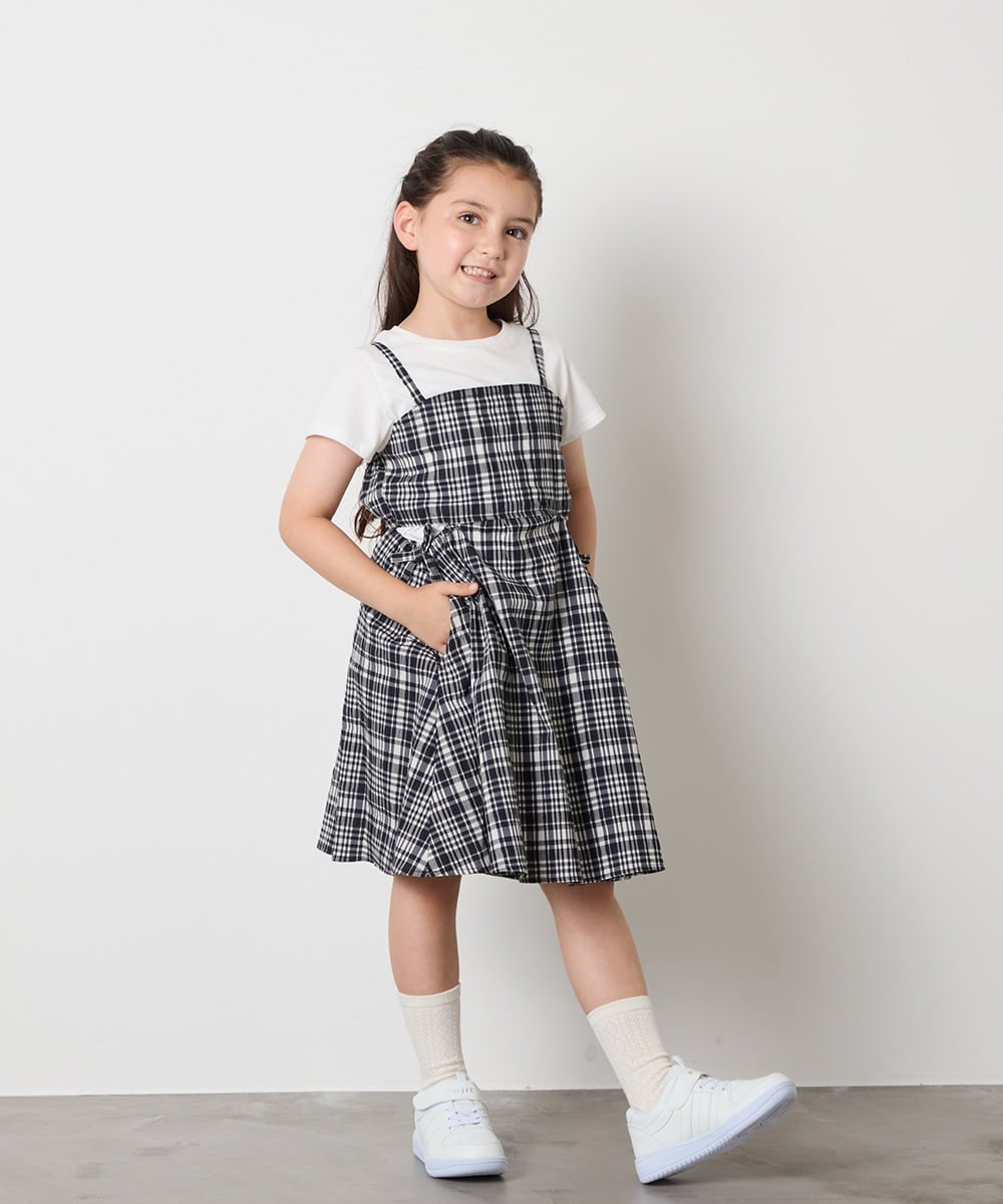 KJEHA20054 a.v.v KIDS(アー・ヴェ・ヴェ) [100-160]ドッキングスリットワンピース ブルー