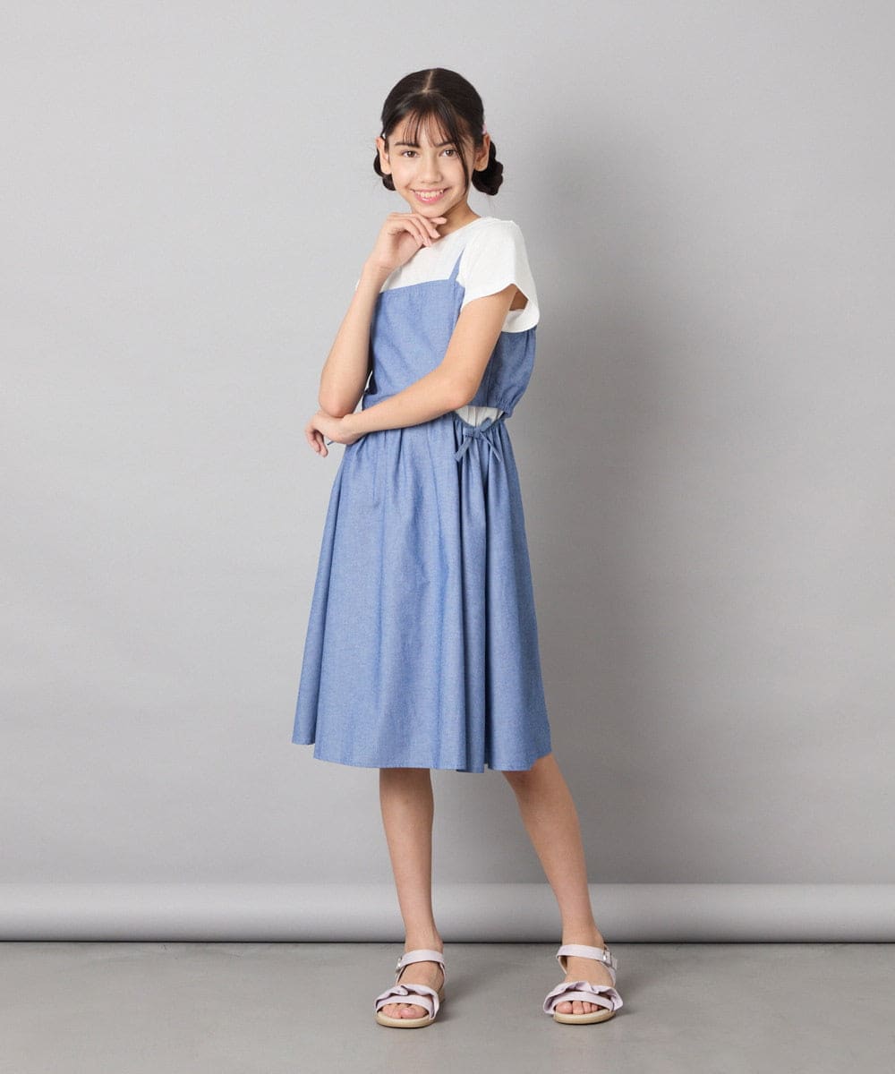 KJEHA20054 a.v.v KIDS(アー・ヴェ・ヴェ) [100-160]ドッキングスリットワンピース ブルー