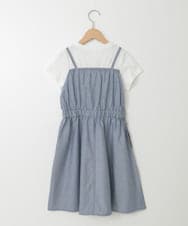 KJEHA22054 a.v.v KIDS(アー・ヴェ・ヴェ) [120-160]【接触冷感/ジメジメ対策】フロントレースアップドッキングワンピース ブルー
