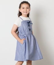 KJEHA22054 a.v.v KIDS(アー・ヴェ・ヴェ) [120-160]【接触冷感/ジメジメ対策】フロントレースアップドッキングワンピース ブラック