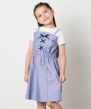 KJEHA22054 a.v.v KIDS(アー・ヴェ・ヴェ) [120-160]【接触冷感/ジメジメ対策】フロントレースアップドッキングワンピース ブラック