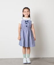 KJEHA22054 a.v.v KIDS(アー・ヴェ・ヴェ) [120-160]【接触冷感/ジメジメ対策】フロントレースアップドッキングワンピース ブラック