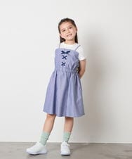 KJEHA22054 a.v.v KIDS(アー・ヴェ・ヴェ) [120-160]【接触冷感/ジメジメ対策】フロントレースアップドッキングワンピース ブラック