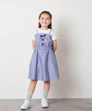 KJEHA22054 a.v.v KIDS(アー・ヴェ・ヴェ) [120-160]【接触冷感/ジメジメ対策】フロントレースアップドッキングワンピース ブラック