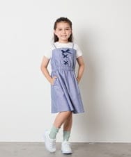 KJEHA22054 a.v.v KIDS(アー・ヴェ・ヴェ) [120-160]【接触冷感/ジメジメ対策】フロントレースアップドッキングワンピース ブラック