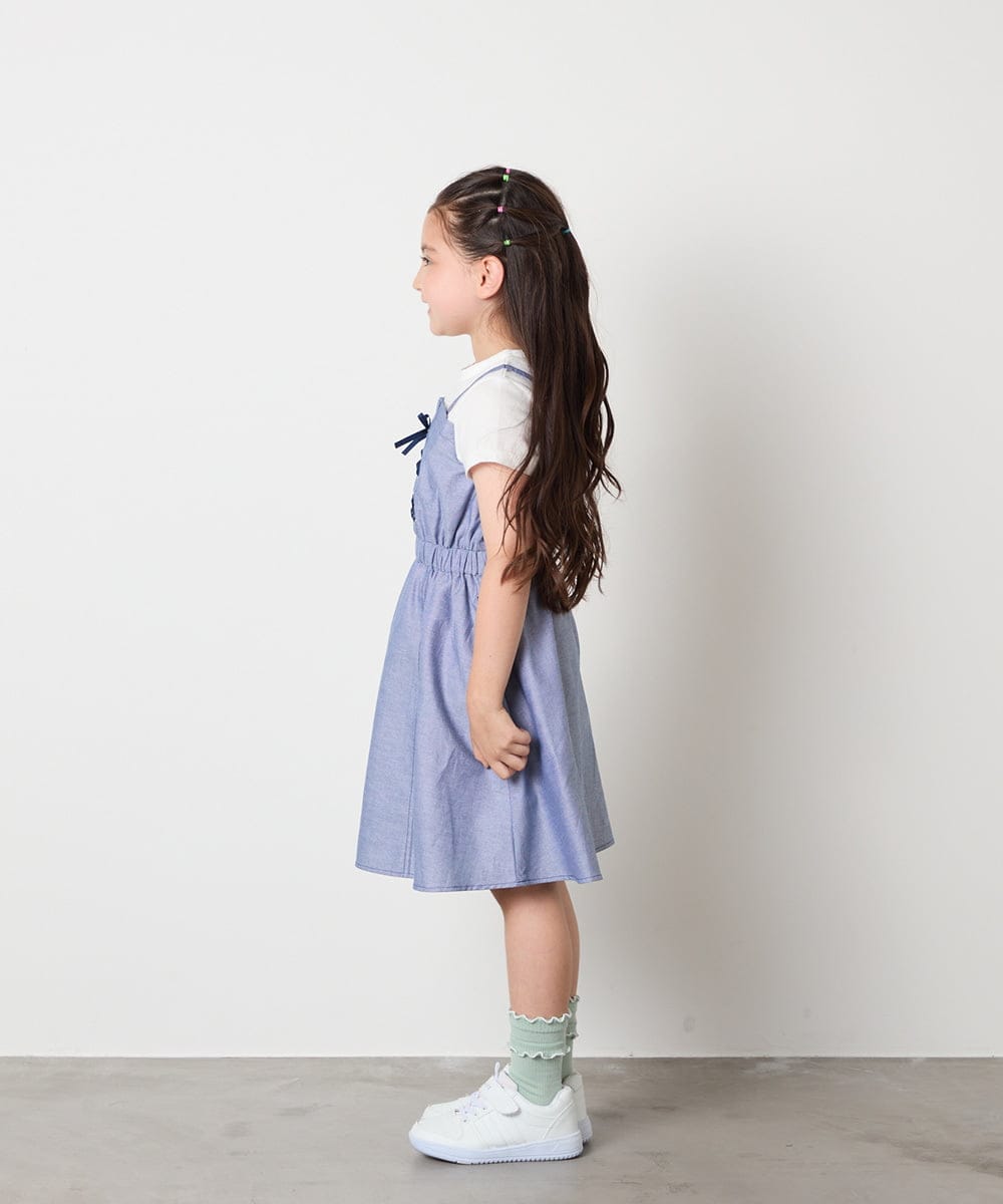 KJEHA22054 a.v.v KIDS(アー・ヴェ・ヴェ) [120-160]【接触冷感/ジメジメ対策】フロントレースアップドッキングワンピース ブラック