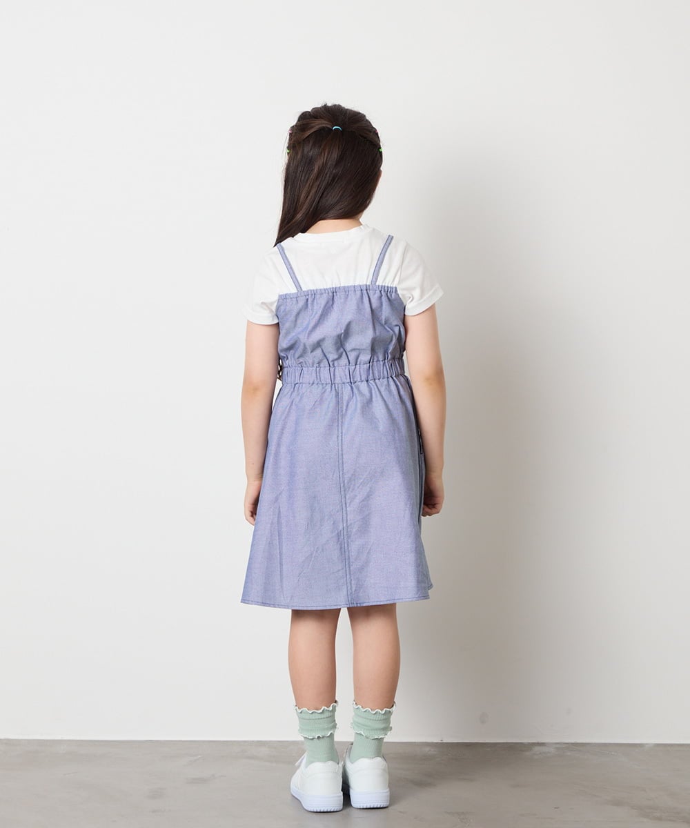 KJEHA22054 a.v.v KIDS(アー・ヴェ・ヴェ) [120-160]【接触冷感/ジメジメ対策】フロントレースアップドッキングワンピース ブラック