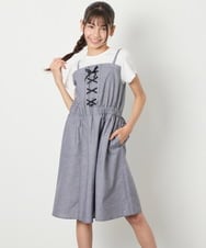 KJEHA22054 a.v.v KIDS(アー・ヴェ・ヴェ) [120-160]【接触冷感/ジメジメ対策】フロントレースアップドッキングワンピース ブラック