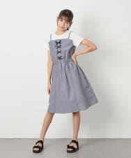 KJEHA22054 a.v.v KIDS(アー・ヴェ・ヴェ) [120-160]【接触冷感/ジメジメ対策】フロントレースアップドッキングワンピース ブラック