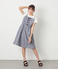 KJEHA22054 a.v.v KIDS(アー・ヴェ・ヴェ) [120-160]【接触冷感/ジメジメ対策】フロントレースアップドッキングワンピース ブラック