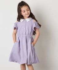 KJEHA42059 a.v.v KIDS(アー・ヴェ・ヴェ) [120-160]衿付きオフショルワンピース ラベンダー