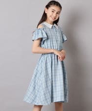KJEHA42059 a.v.v KIDS(アー・ヴェ・ヴェ) [120-160]衿付きオフショルワンピース ラベンダー