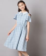 KJEHA42059 a.v.v KIDS(アー・ヴェ・ヴェ) [120-160]衿付きオフショルワンピース ラベンダー
