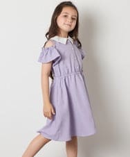KJEHA42059 a.v.v KIDS(アー・ヴェ・ヴェ) [120-160]衿付きオフショルワンピース ラベンダー