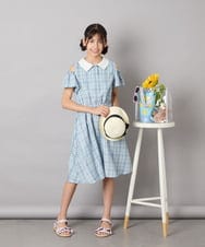 KJEHA42059 a.v.v KIDS(アー・ヴェ・ヴェ) [120-160]衿付きオフショルワンピース ラベンダー
