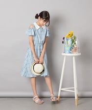 KJEHA42059 a.v.v KIDS(アー・ヴェ・ヴェ) [120-160]衿付きオフショルワンピース ラベンダー