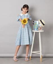 KJEHA42059 a.v.v KIDS(アー・ヴェ・ヴェ) [120-160]衿付きオフショルワンピース ラベンダー