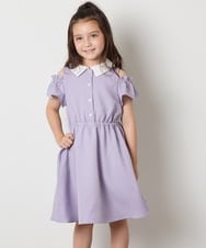 KJEHA42059 a.v.v KIDS(アー・ヴェ・ヴェ) [120-160]衿付きオフショルワンピース ラベンダー