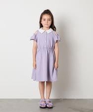 KJEHA42059 a.v.v KIDS(アー・ヴェ・ヴェ) [120-160]衿付きオフショルワンピース ラベンダー