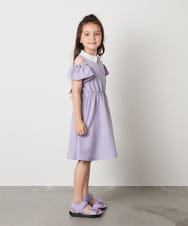 KJEHA42059 a.v.v KIDS(アー・ヴェ・ヴェ) [120-160]衿付きオフショルワンピース ラベンダー