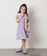 KJEHA42059 a.v.v KIDS(アー・ヴェ・ヴェ) [120-160]衿付きオフショルワンピース ラベンダー