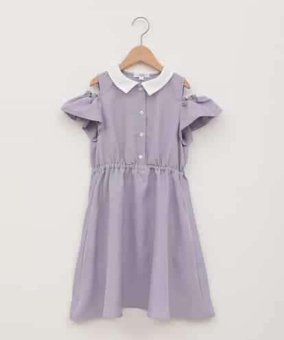 KJEHA42059 a.v.v KIDS [120-160]衿付きオフショルワンピース