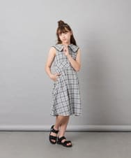 KJEHD75059 a.v.v KIDS(アー・ヴェ・ヴェ) [130-160]【冷感/洗える】ビッグ襟ワンピース ブラック